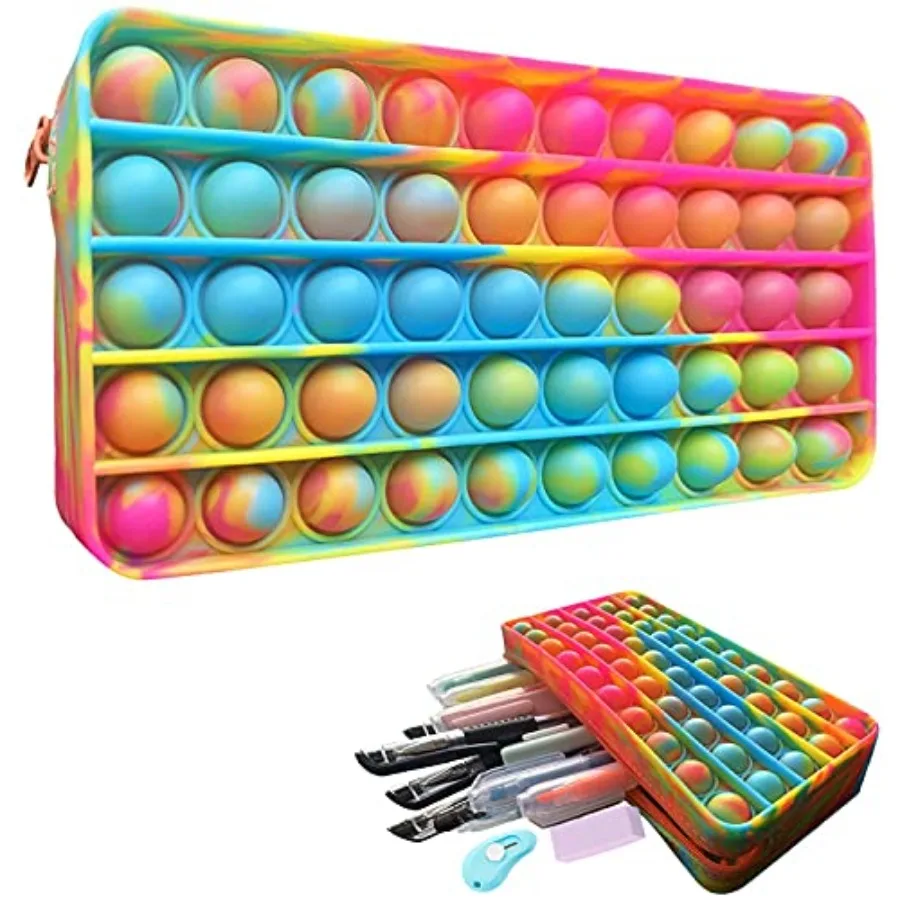 

Pop Pencil case Fidget Pencil Pen Case Simple Sensory Silicone Bubble Toy Stationery Storage Bag Decompression Toy for School S