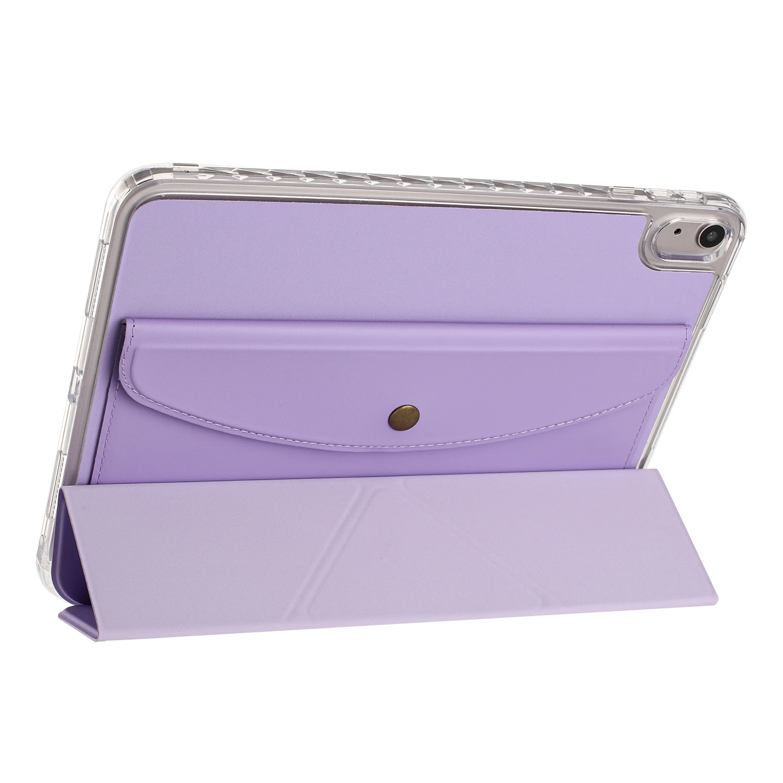 For iPad 10.9 (2022) Case Origami Stand Wallet PU Leather Smart Tablet Cover with Pencil Slot - Purple