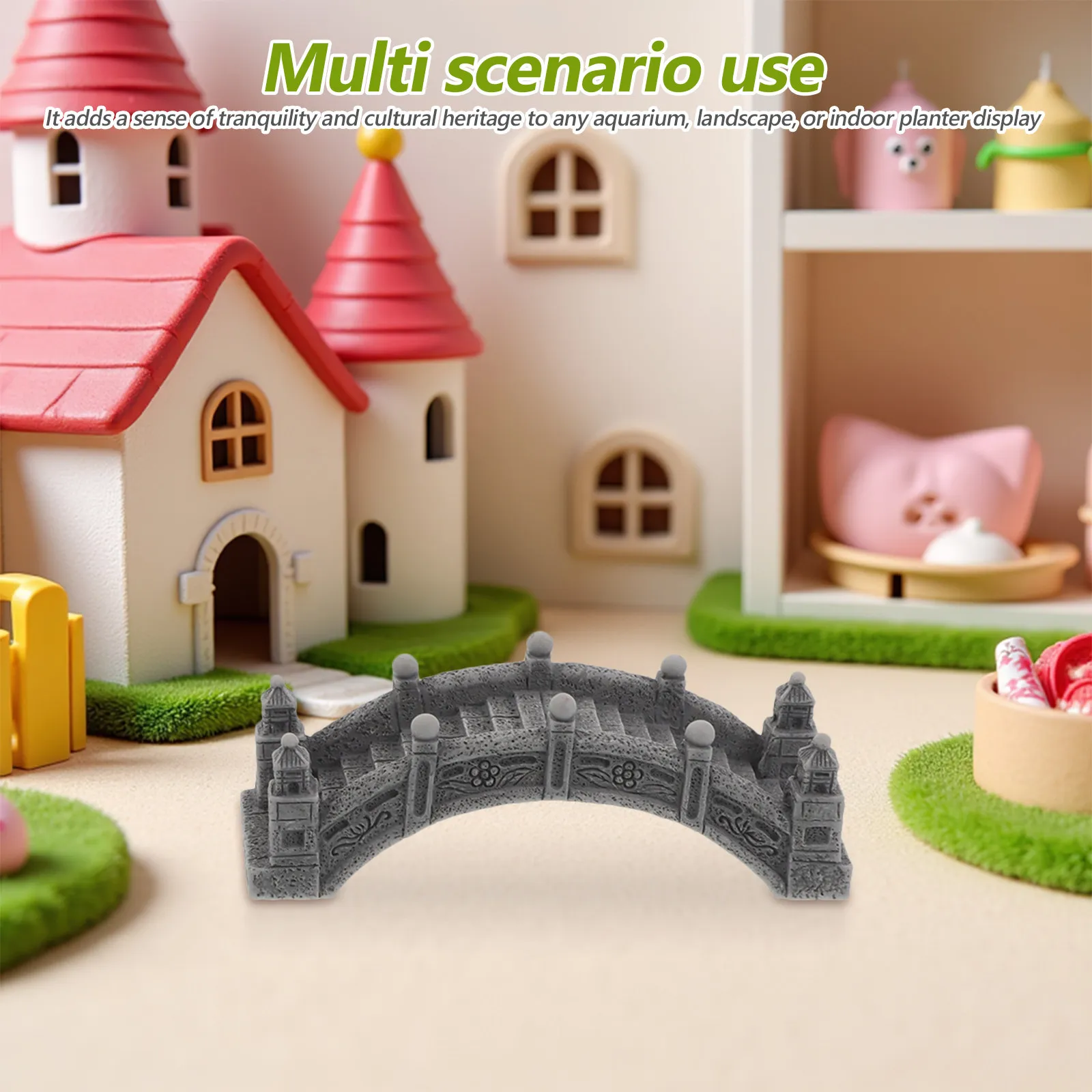 4Pcs Chinese Style Mini Resin Arch Bridge for Fairy Garden Bonsai Micro Landscape DIY Decorative Accessories Bridge Model