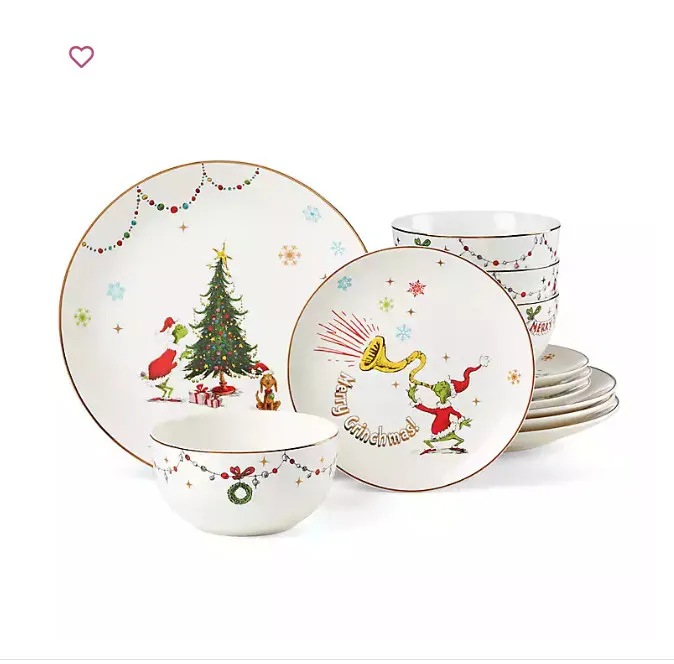 

Набор керамической посуды. Новый набор столовой посуды из 12 предметов, идеально подходящий для праздничных встреч и праздничных блюд с забавным химерным дизайном.