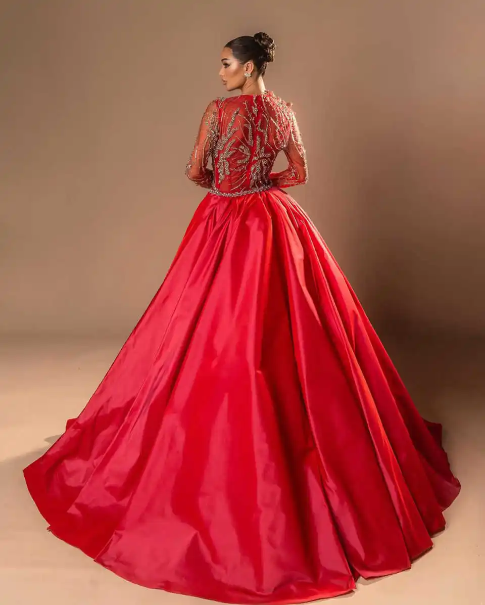 تصميم جديد فساتين السهرة حورية البحر أحجار الراين بلورات الخرز كم طويل فستان حفلات فساتين الحفلات Vestido De Noite مخصصة