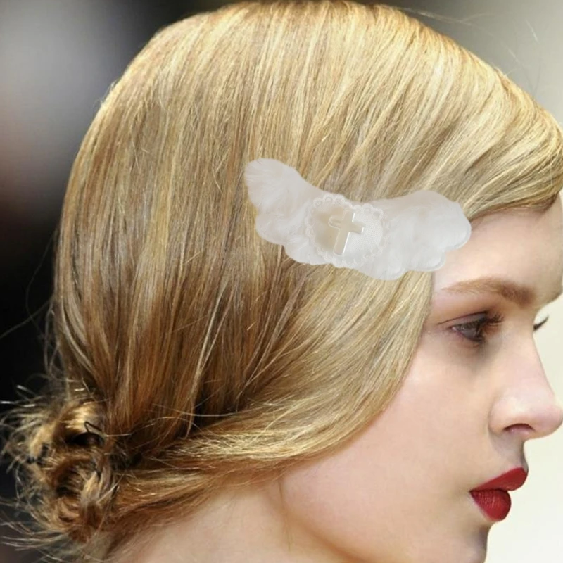 القوطية الصليب القلب الملاك الجناح مشبك شعر إكسسوارات الشعر جماليات Y2k Hairgrip