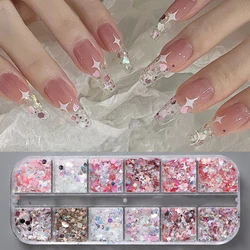 Cuore Nail Art Glitter paillettes Blingbling olografico rosa stelle rotonde esagonali Paillette Manicure unghie lustrini ornamento LEXMSH