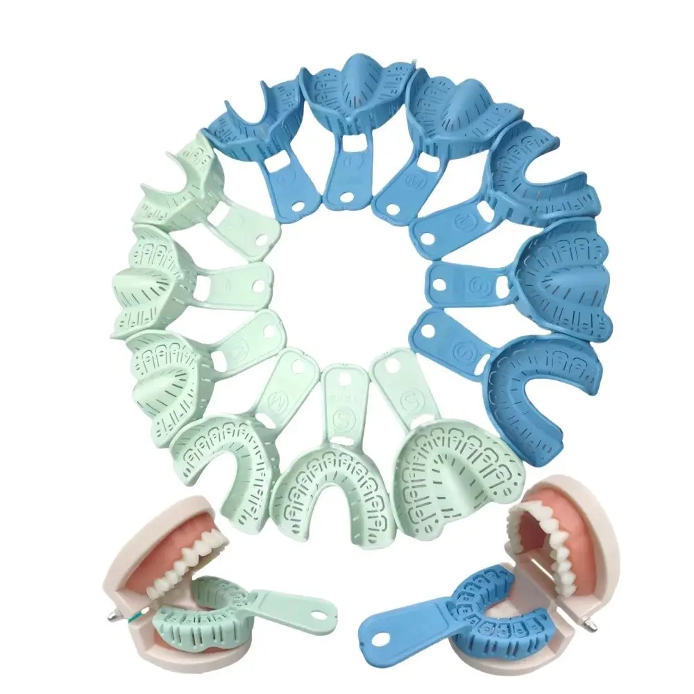 

Dental Plastic Impression Trays Set 2Pcs Full and Partial Mouth Mold for Removable Dentures Oral Care Materials