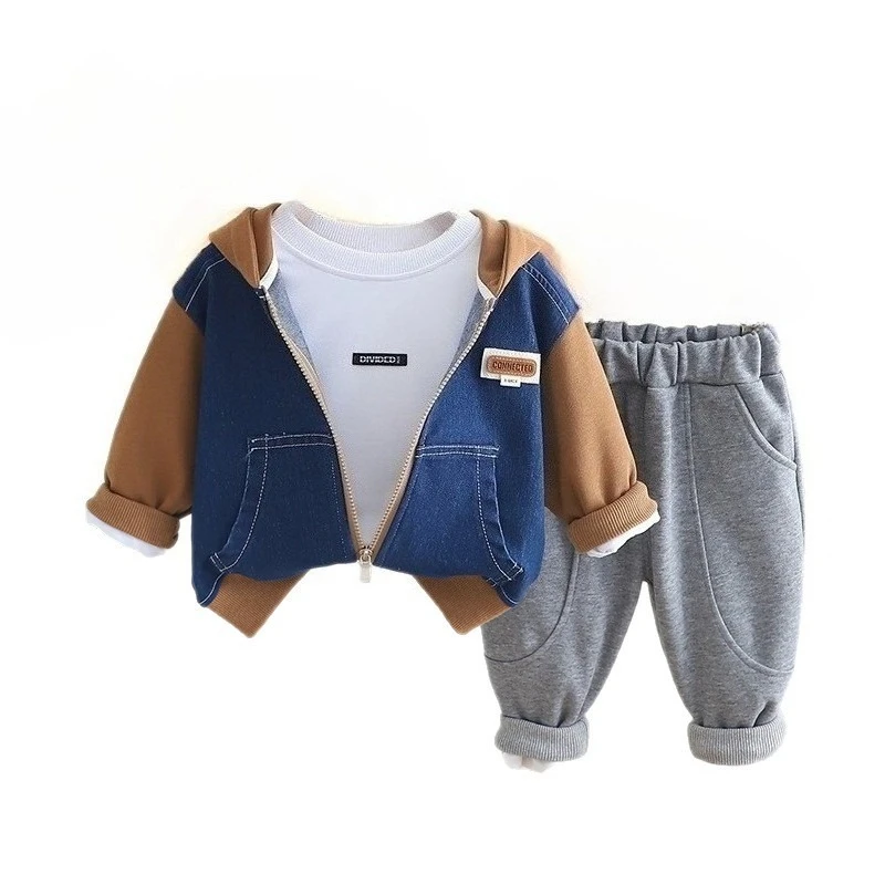 New Autumn Baby Clothes Suit Children Boys Hooded Jacket T-Shirt Pants 3Pcs/Sets Infant Clothing Toddler Costume Kids Tracksuits