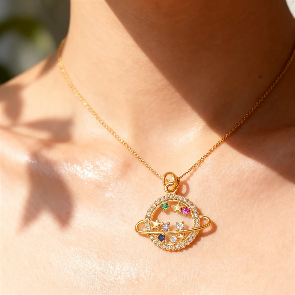 

3Pcs Sparkling Pendants Brass Cubic Zircon Libra Cloud Planet Charm for DIY Jewelry Necklace Bracelet Making Fashion Accessories