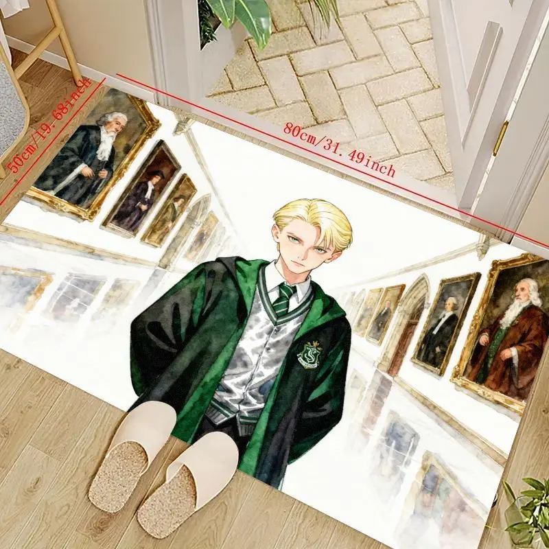 

1 шт. аниме Гарри Поттер Драко Малфой Слизерин Дом Хогвартс напольный коврик, зеленый эстетический ковер для декора комнаты для гостиной Спальня