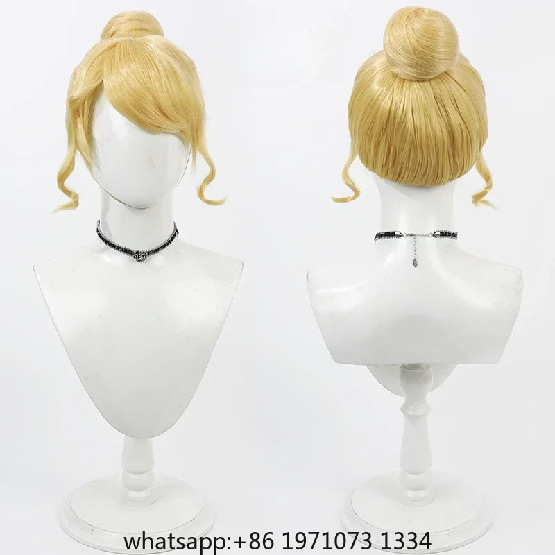 Princess Cinderella Wig for Adult Cosplay Wigs Blonde Wigs with Buns Cinderella Updo Hair for Role Play Halloween Costume Party