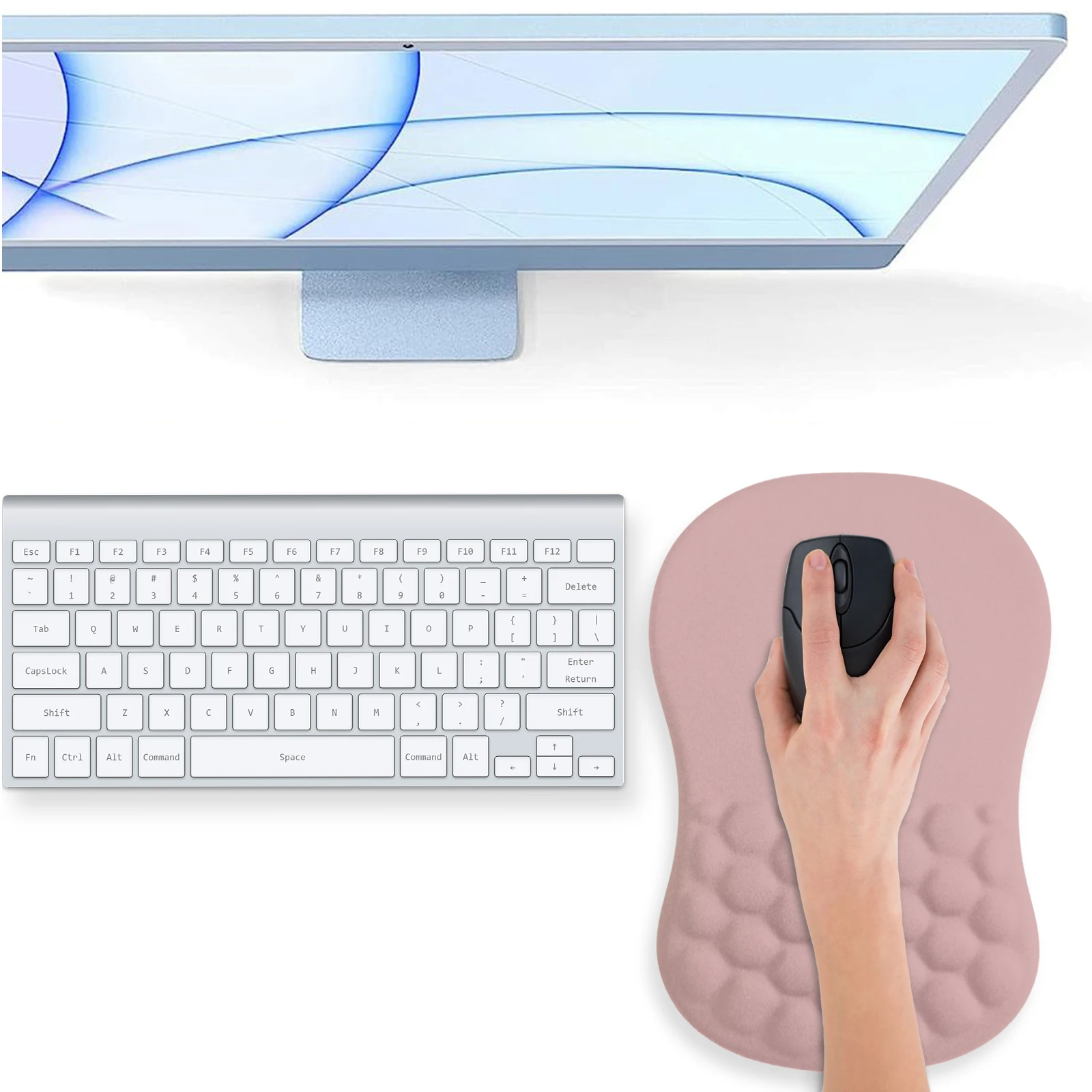 

Pink Mouse Pad with Wrist Rest,Wrist Support Ergonomic Mouse Pad Massage Design Game MousePad Relieve wrist fatigue