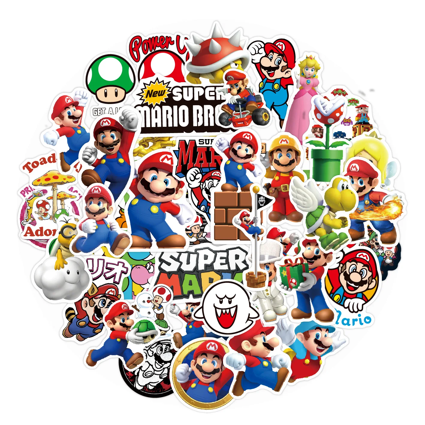 50Pcs Cartoon Super Mario Game Stickers for Laptop Skateboard Guitar Notebook Suitcase Waterproof Sticker Decal Kid Toy