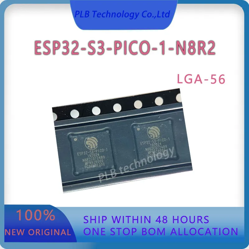 

Original ESP32-S3-PICO-1-N8R2 based on ESP32-S3 RF System on a Chip - SoC LGA-56 Stock New IC Chip Wireless