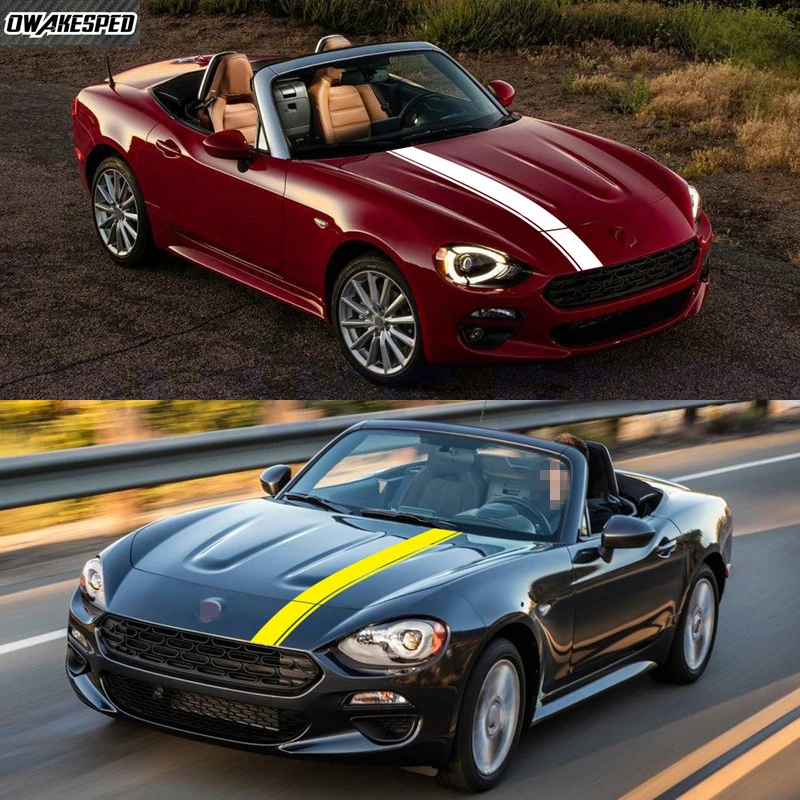 2PCS Car Hood Tail Decor Sticker For-Fiat 124 Spider Racing Accessories Sport Stripes DIY Film Customized Vinyl Decals