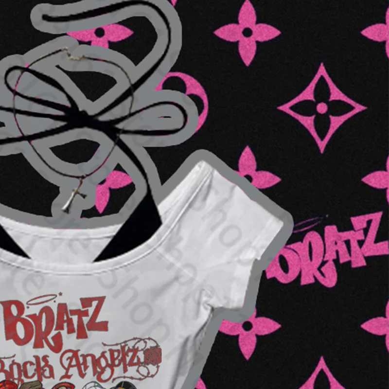 American Vintage Fake Two Piece Halter Lace Up T-shirts Y2k short sleeved T-shirt Women Off Shoulder Tee summer sweet girl