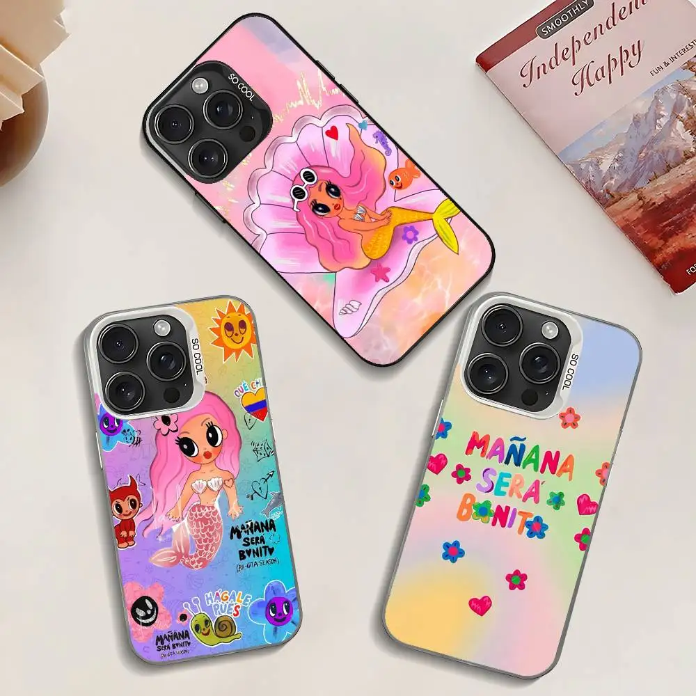 حافظة هاتف Karol G Manana Sera Bonito لهاتف آيفون 17 16 15 14 13 12 11 Pro Max Plus غطاء خلفي فضي مقاوم للصدمات #1