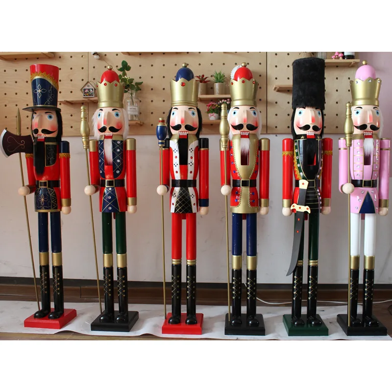 Wooden Nutcracker Soldier Figurines Ornaments 150CM Nutcracker Puppet Desktop Crafts Kids Gifts Christmas HomeDecorations