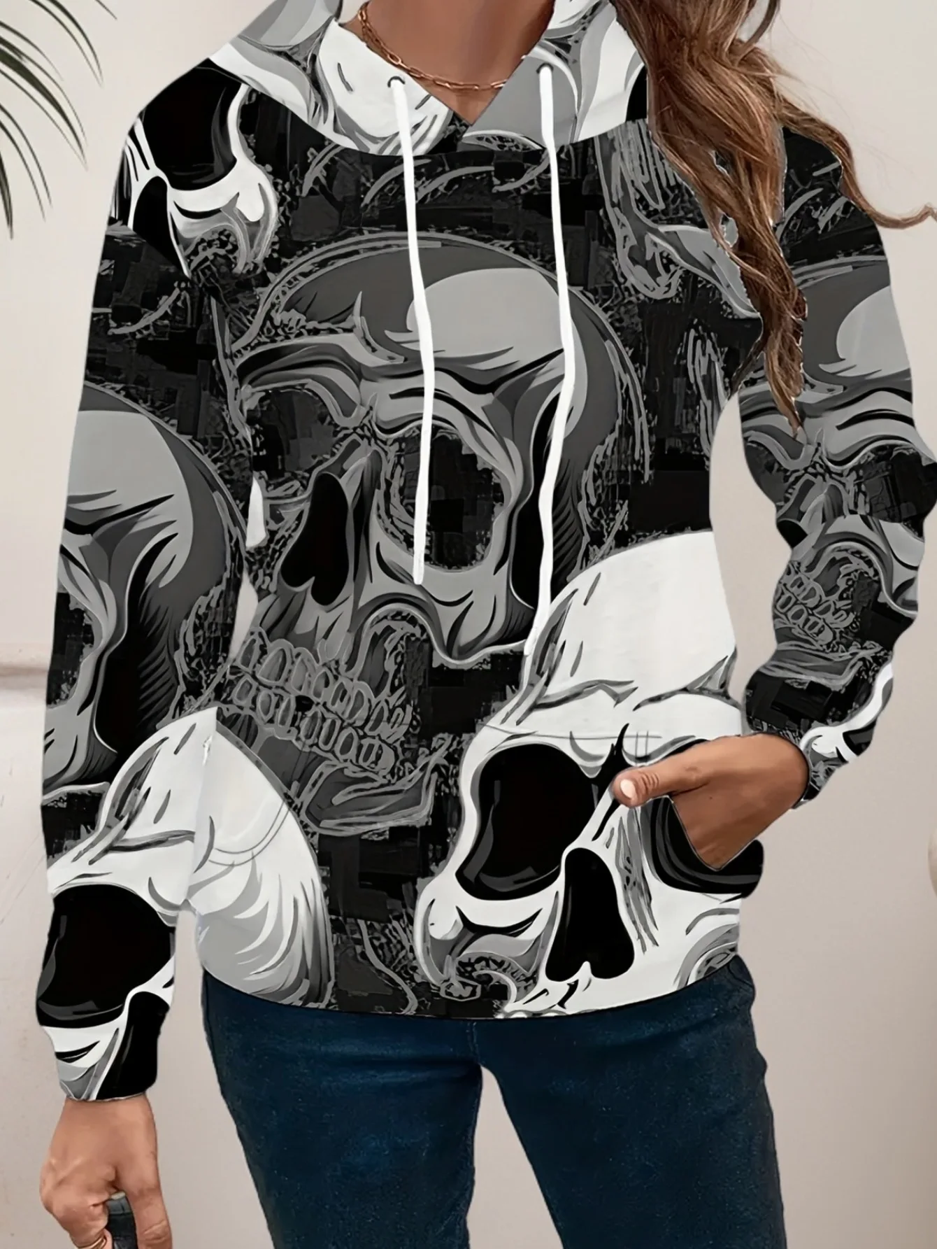 Butterfly Skull Floral 3D Print Hoodies Streetwear Women's Hoodie Oversized Pullovers Y2K Hooded Sweatshirts Top Female Clothing
