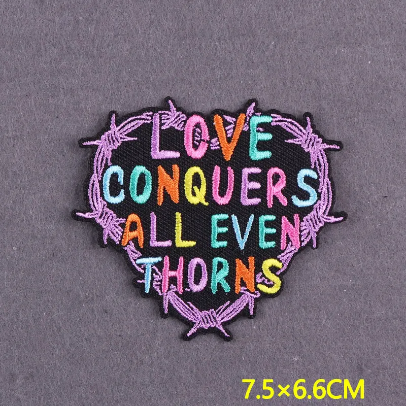 Embroidery Patch Positive Slogan Iron On Patches For Clothing thermoadhesive Patches On Clothes DIY Words Stripes Badges Decor