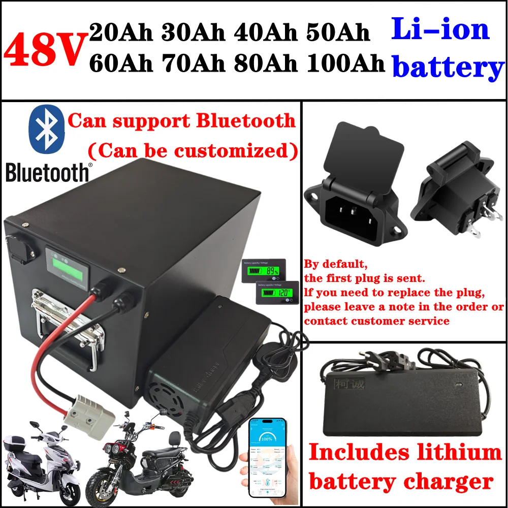 48V 100Ah 80Ah 70Ah 60Ah 50Ah 40Ah 30Ah 20Ah Lithium Ion Battery for 1kw 2kw 3kw 4kw 5kw vehicles Hoverboard Golf cart