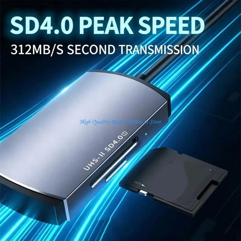 U2JE USB4 Card Reader Two Slot Type C Aluminum Housing Quick 5Gbps File Transfer For Storage Device Works On Computer Laptop