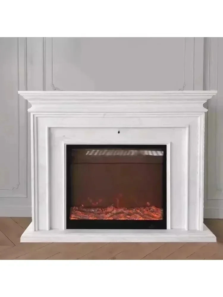 A French marble mantel modern simple natural white marble stone decorative stone carving custom cabinet living room deco