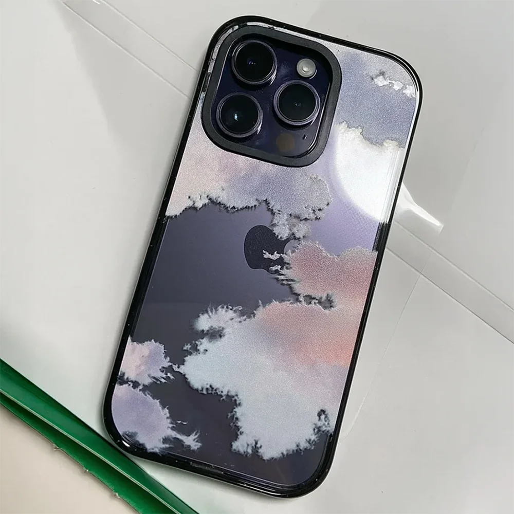 

CASE Pink Cloud Mirror / Acrylic Cover for IPhone 12 13 14 15 16 17 Pro Max 17 Air - Protective Magnetic Case