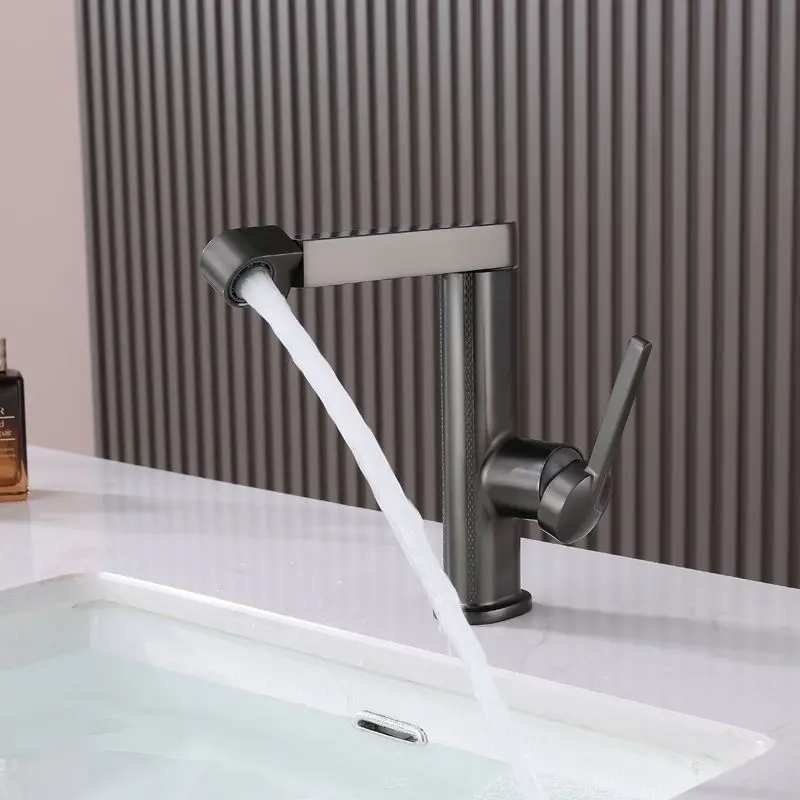 

All-copper universal rotating top-outlet washbasin faucet, hot and cold water faucet for bathroom wash basins and vanity basins