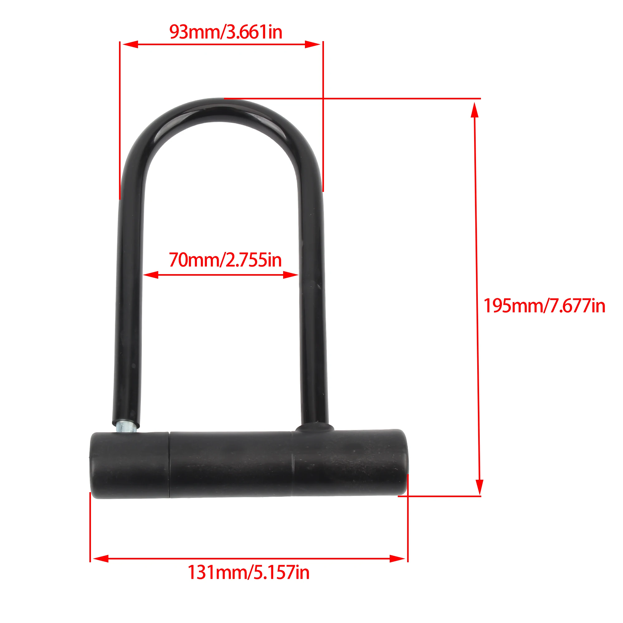 

For Motorcycle Scooter 19.5cm U Lock Anti-Theft Security Heavy Duty Metal Lock With 2 Keys Waterproof Cycling Accessories Black