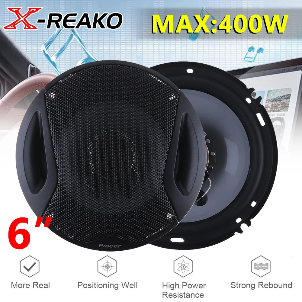 6 Inch Car Speakers 400W HiFi Coaxial Subwoofer Universal Automotive Audio Music Full Range Frequency Car Stereo Speaker