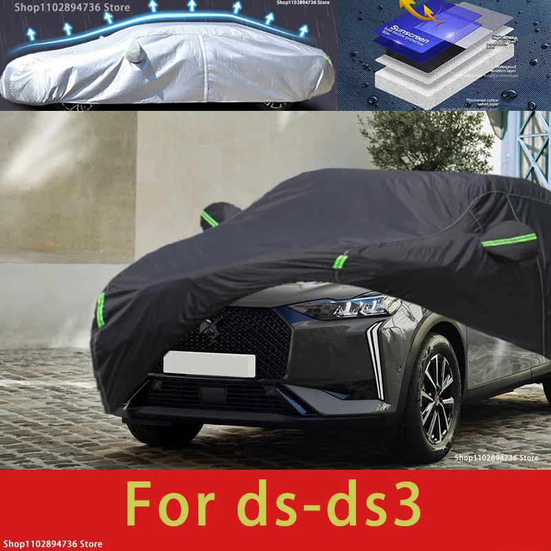 

For ds ds3 fit Outdoor Protection Full Car Covers Snow Cover Sunshade Waterproof Dustproof Exterior black car cover