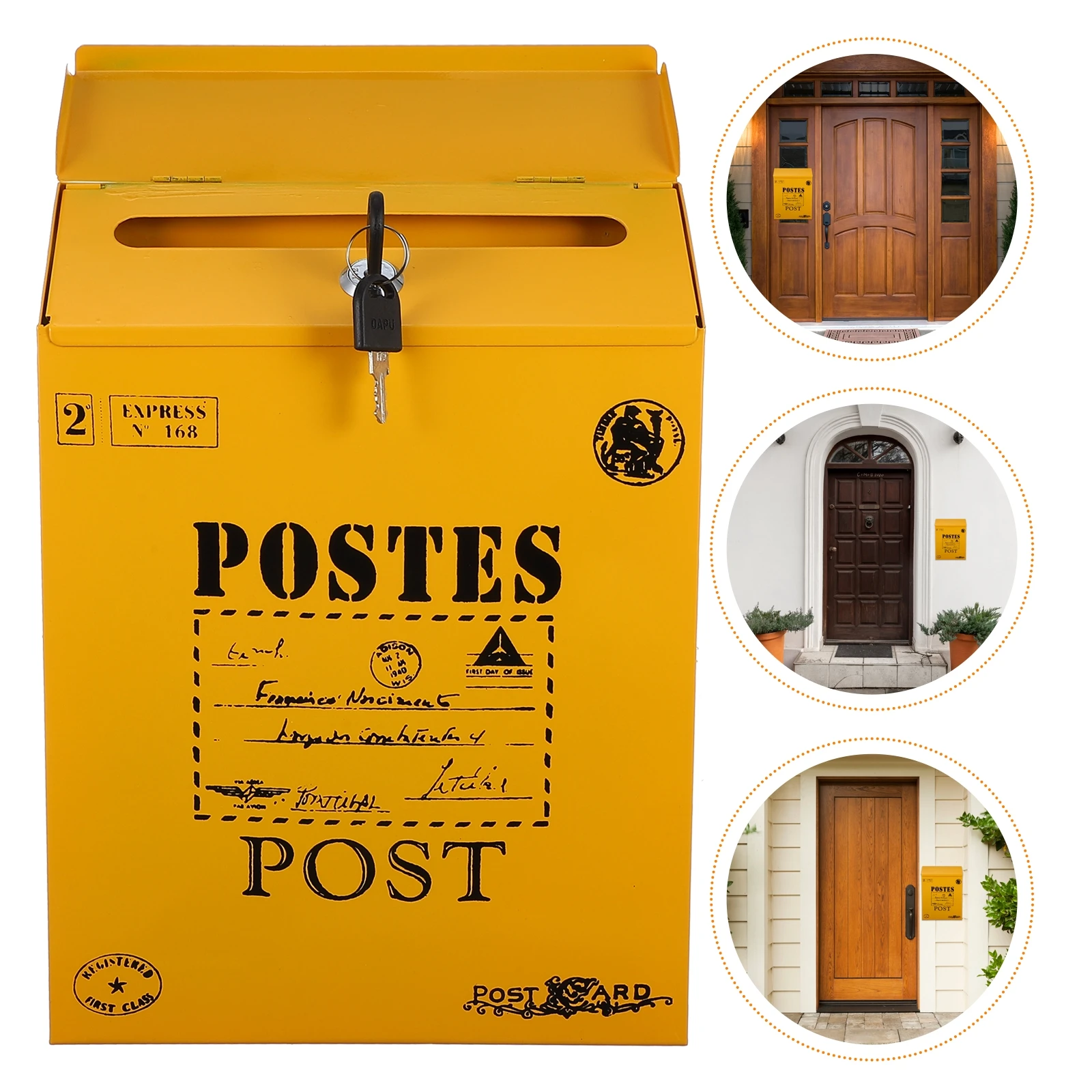 

1 pc Retro Letter Box Vintage Iron Mailbox Wall Mount Lockable Post Box For Home Decor Rustic Style Photo Prop