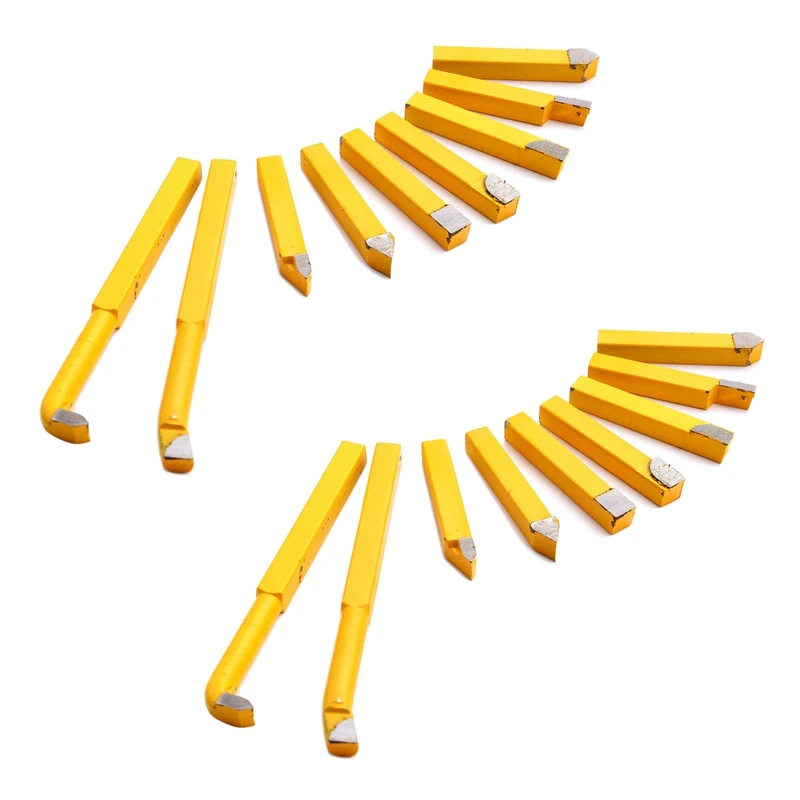 Hot 18Pcs YW1 Carbide Brazed Tip Tipped Lathe Cutter Tools 8X8mm Shank High Hardness Turning Milling Welding Bit