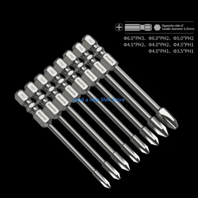 Y55E 8X 75mm 100mm電気クロスドリバービットクロス磁気バッチヘッドPH1 PH2シャンクインパクトドライバードリルビット