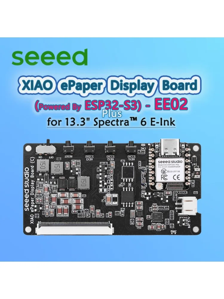 Płytka wyświetlacza e-papierowego Seeed XIAO EE02 dla 13.3' Spectra 6 E-Ink, z wstępnie programowanym firmware'em SenseCraft HMI, zasilana przez XIAO ESP32-S3 P — zdjęcie produktu 7