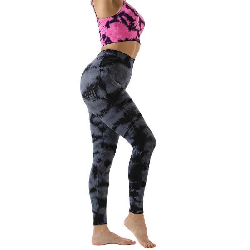 Next Skin Seamless High Elastic Tie-dye Moisture Wicking Yoga Suit Running Sport Tights Fitness Suit Women Plus Size Suit