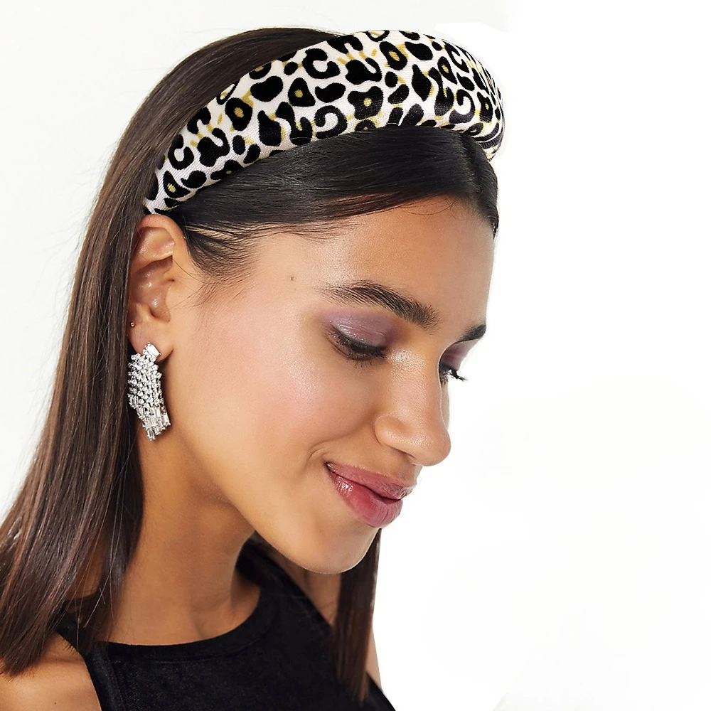 Fashion Leopard Print Sponge Headband Wide Headbands Curly Hair Sponge Headband Women Girls Hair Styling Braiders Accessories