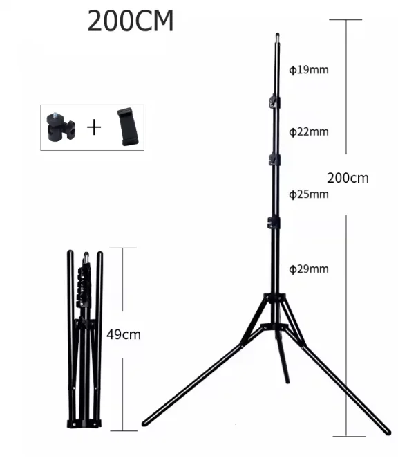Soporte para Teléfono Inteligente, Trípode Fotográfico Plegable y Portátil, Soporte de Iluminación, Soporte para Flash de Cámara, Soporte para Transmisión en Vivo