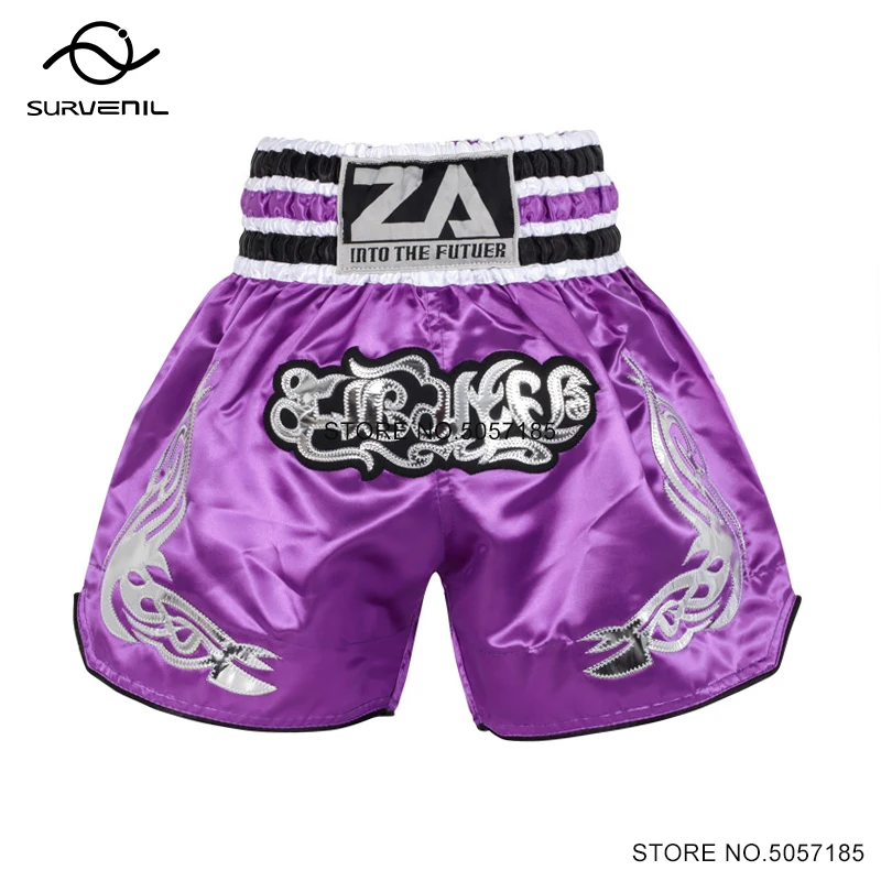 Short Muay Thai Man Boxing Shorts Women Kids Boy Girl Satin Polyester Gym MMA Cage Fighting Grappling Kickboxing Training Pants