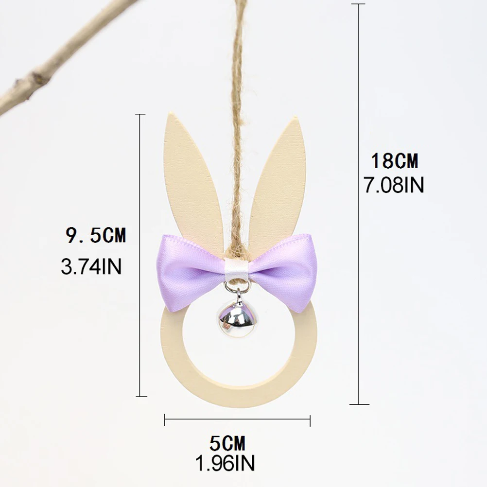 Easter Wooden Rabbit With Bow Tie Bell Decoration Hanging Rabbit Pendant Party Decoration Craft Gift