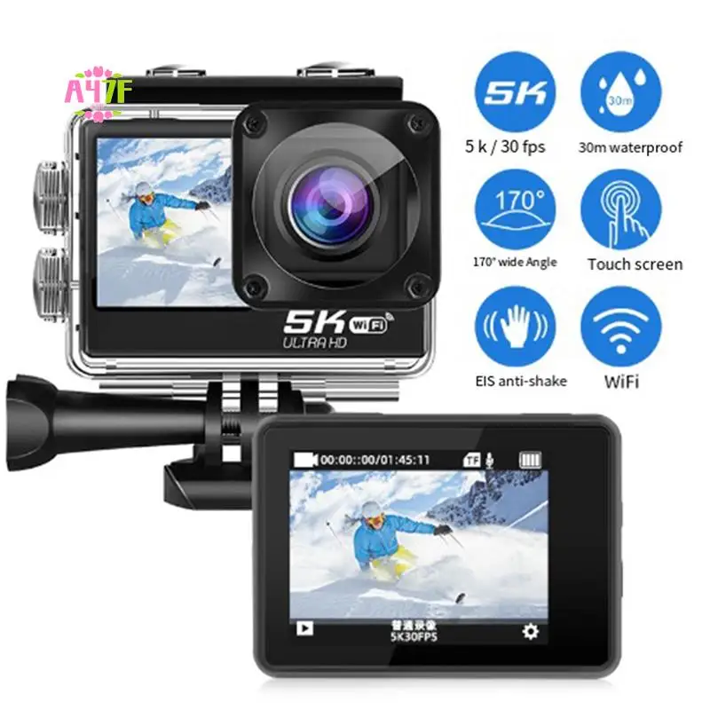 

A47F-1Set Wifi Anti-Shake 5K Action Camera Diving Anti-Shake Waterproof Mini Action Camera Plastic
