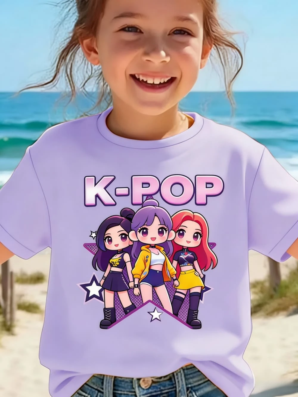 Kpop Children's T Shirt Cartoon Graphic Short Sleeve Summer Comfortable Top Funny Gift for Fans Harajuku T-Shirts Girls Clothes