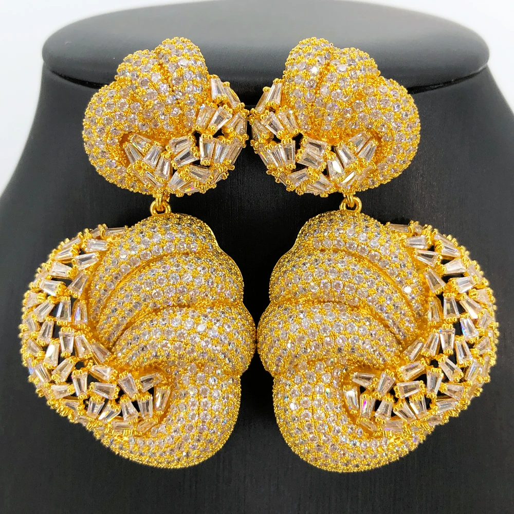 

Missvikki New Luxury Gorgeous Big Pendant Earrings For Women Wedding Party Shiny Full CZ Earrings Fashion Jewelry High Quality