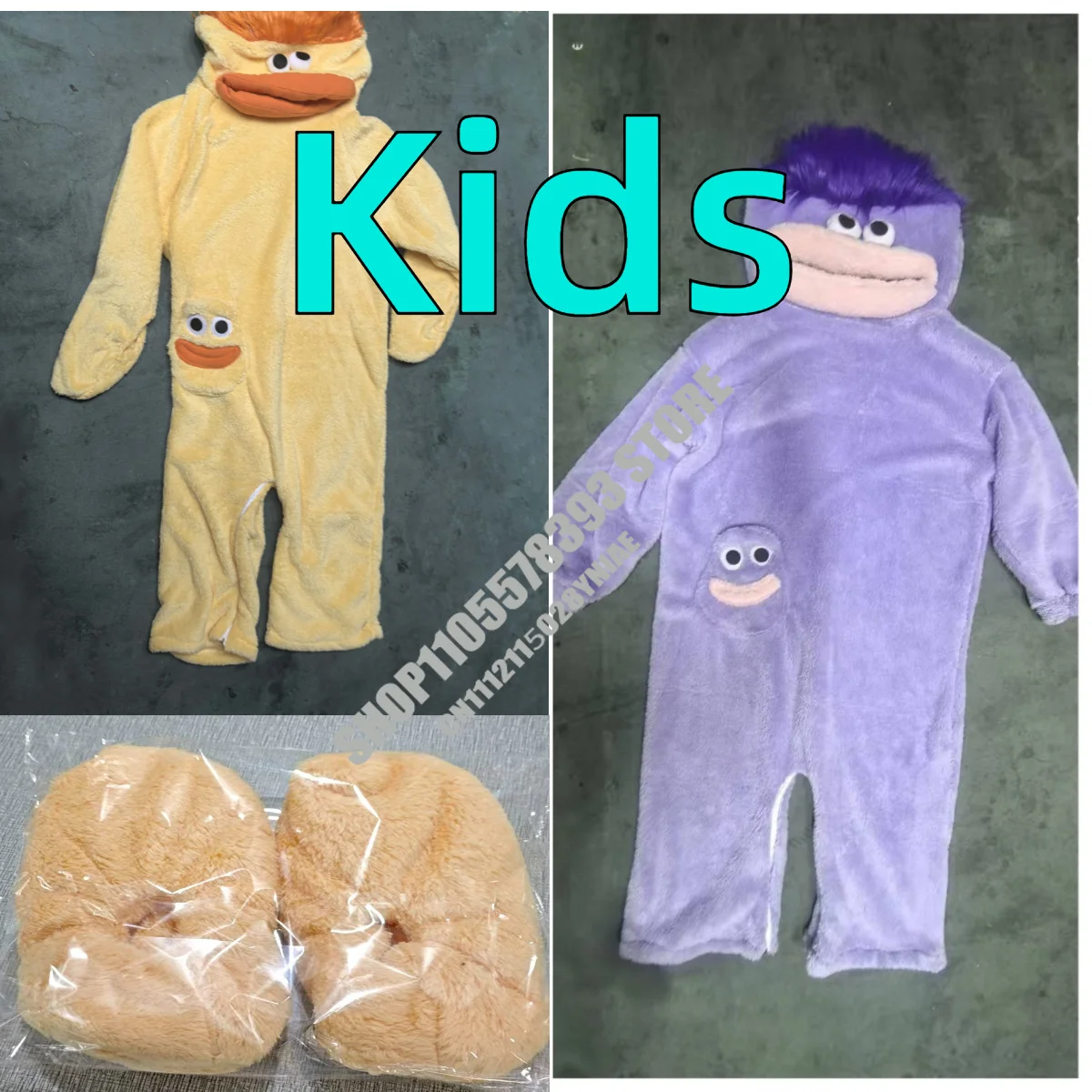 Pijama de una pieza de monstruo de boca grande genérico, de forro polar coral grueso para invierno, feo, lindo, divertido y cálido, para niños, verde y azul claro