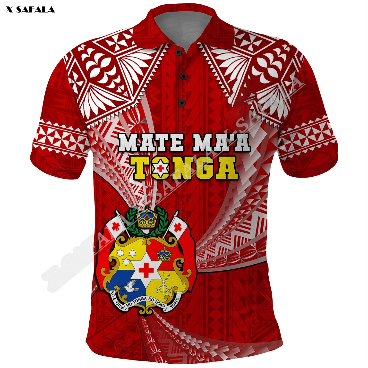 

Tonga Rugby Mate Maa Pacific Tongan Ngatu 3D Print High Quality Men Adult Polo Shirt Collar Short Sleeve Top Tee Breathable