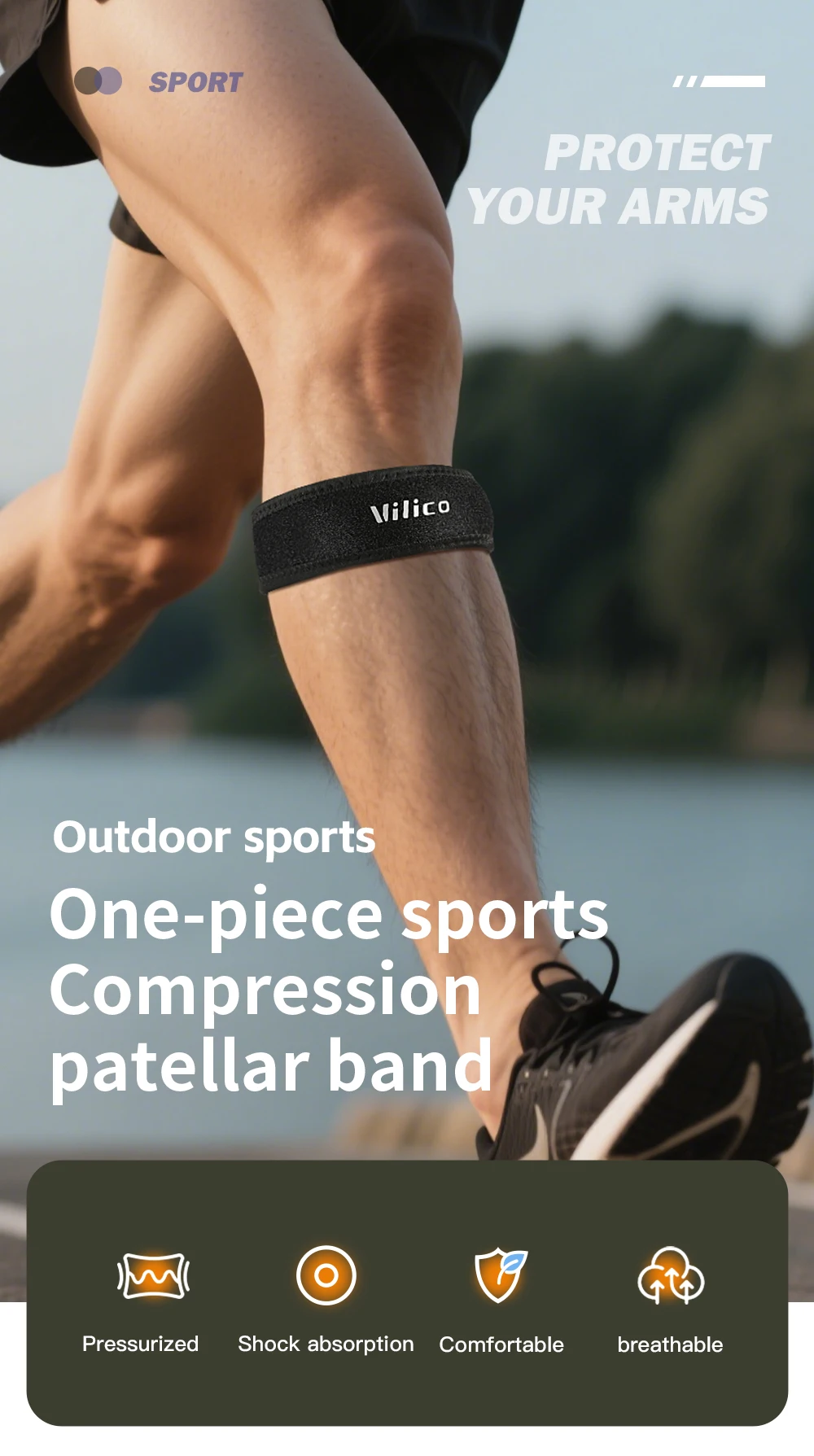 1 Stück Kniescheiben-Band aus Silikagel, Kniesensorikschutz, Kniebandage für Laufen, Sport, Radfahren, Fitness, Knieschutz-Ausrüstung – Detail 1