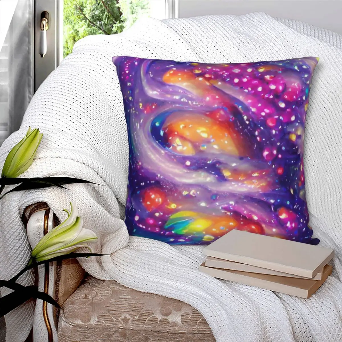 Galaxy Art,Ai Generated Artwork Square Pillowcase Pillow Cover Velvet Cushion Decor Comfort Throw Pillow for home Bedroom Car