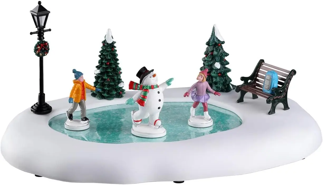 

Frosty Ice Skating Village Figurine - Festive Holiday Decor for Christmas Display