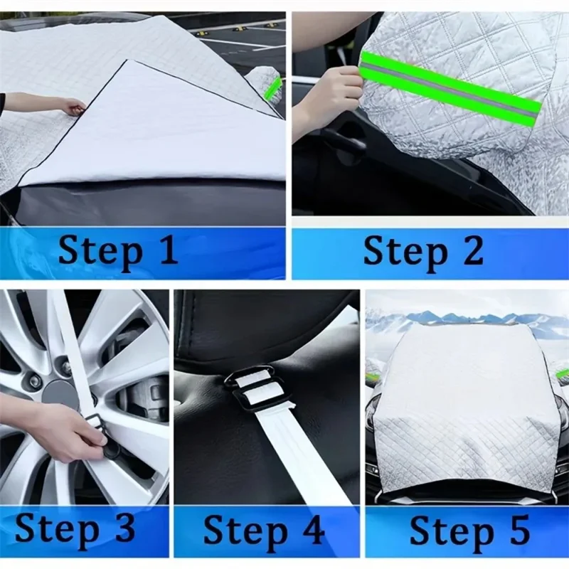 For Ice Snow Windproof Waterproof Front Window Cover for Van SUV Large Car Windshield Cover Sunshade Protection