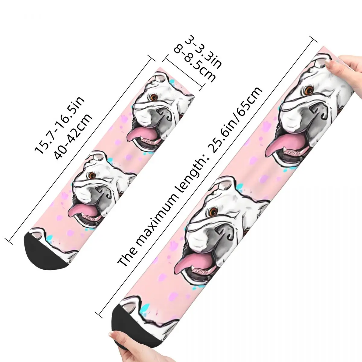 Funny Happy Men's Socks Princess Buttercup Pink Vintage Harajuku French Bulldog Pet Hip Hop Crew Crazy Sock Gift Pattern Printed