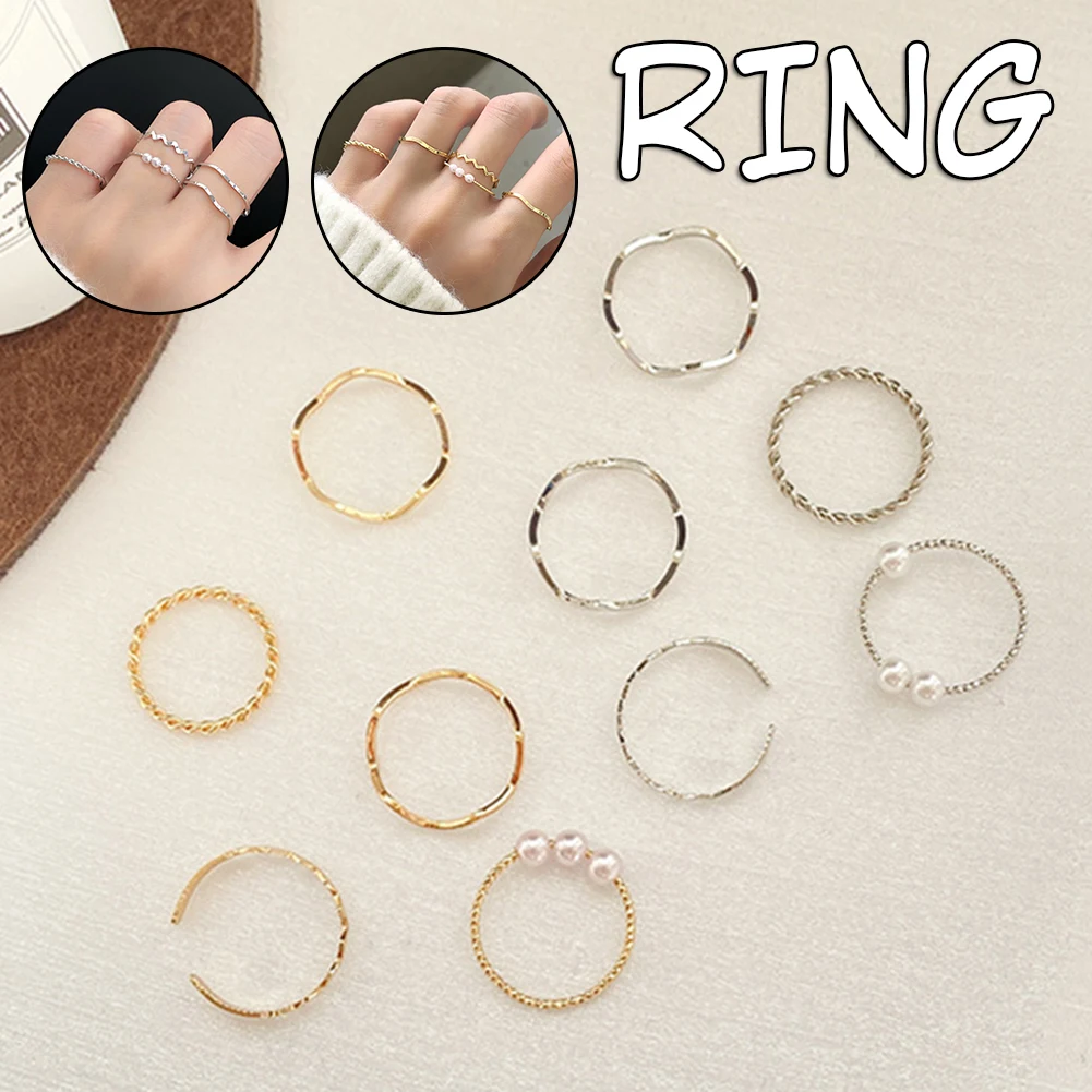 5 Piece Fashion Waves Rings Set For Women Delicate Personalized Rings Anniversary Valentine's Day Gift Delicate Accessories