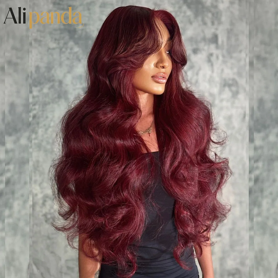 Ali panda 13x6 HD Lace Front Wig 99J Red Burgundy Colored Human Hair Wigs Tuneful Body Wave Human Hair Wigs Transparent Lace Frontal Wigs